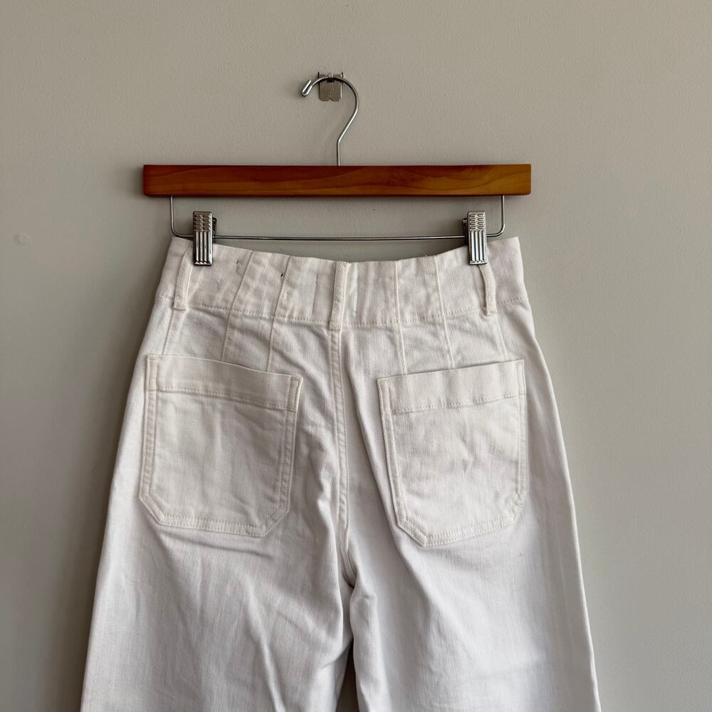 Anthropologie Maeve The Colette Cropped High Rise Wide Leg Jeans White 26P - Picture 7 of 9